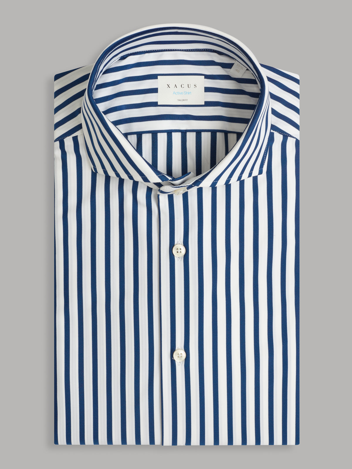 Shirt Collar Cutaway Stripe Textured Blue and white – Xacus