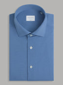 Shirt man xacus solid colour textured blue jeans_1