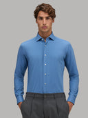 Shirt man xacus solid colour textured blue jeans_3