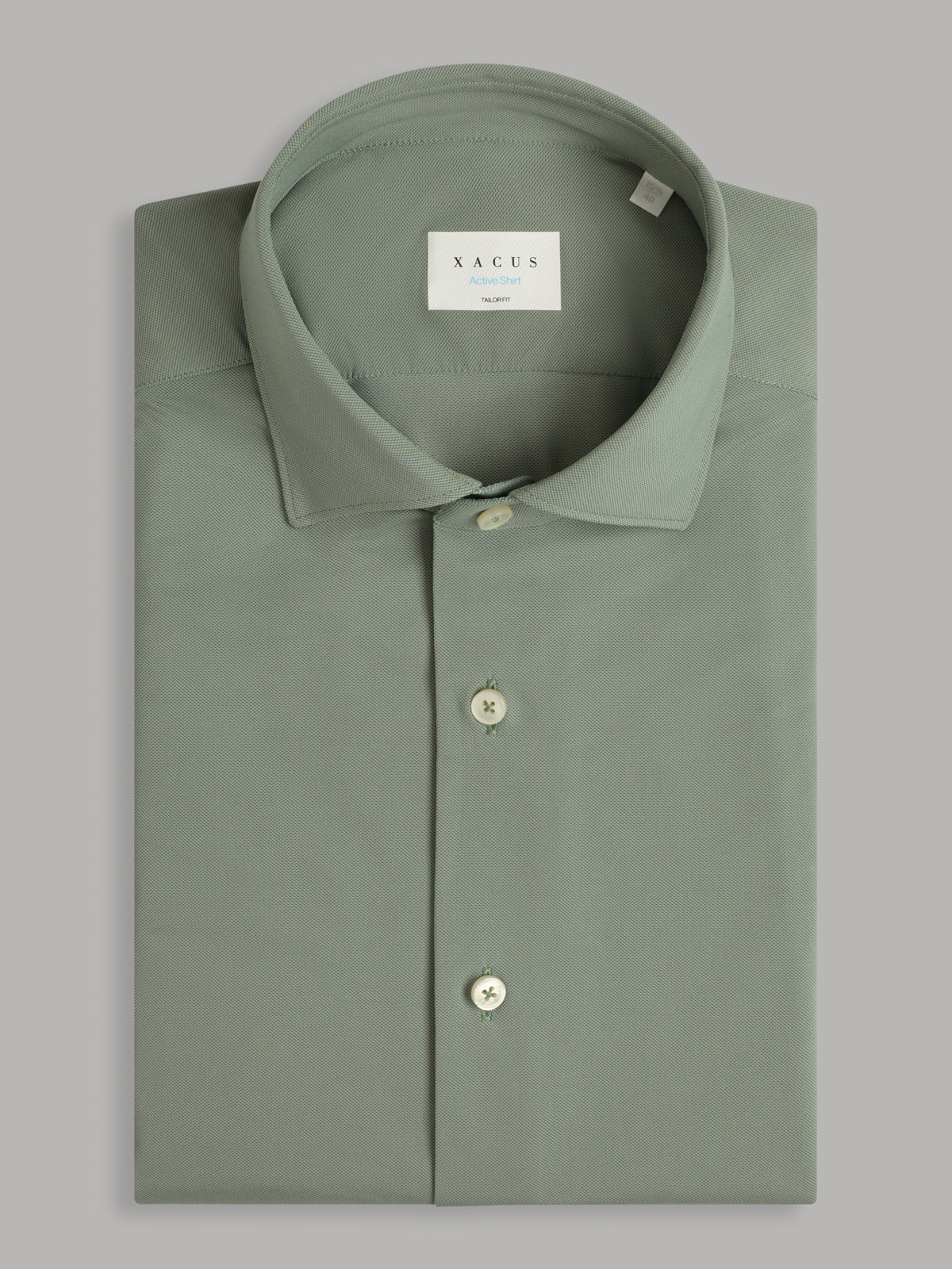 Shirt Collar Small Cutaway Solid Colour Textured Sage Green – Xacus