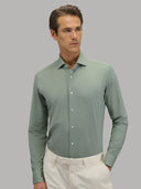 Shirt man xacus solid colour textured sage green_3