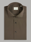 Shirt man xacus solid colour textured brown_1