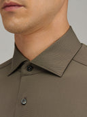 Shirt man xacus solid colour textured brown_2