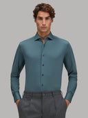 Shirt man xacus solid colour textured teal_3