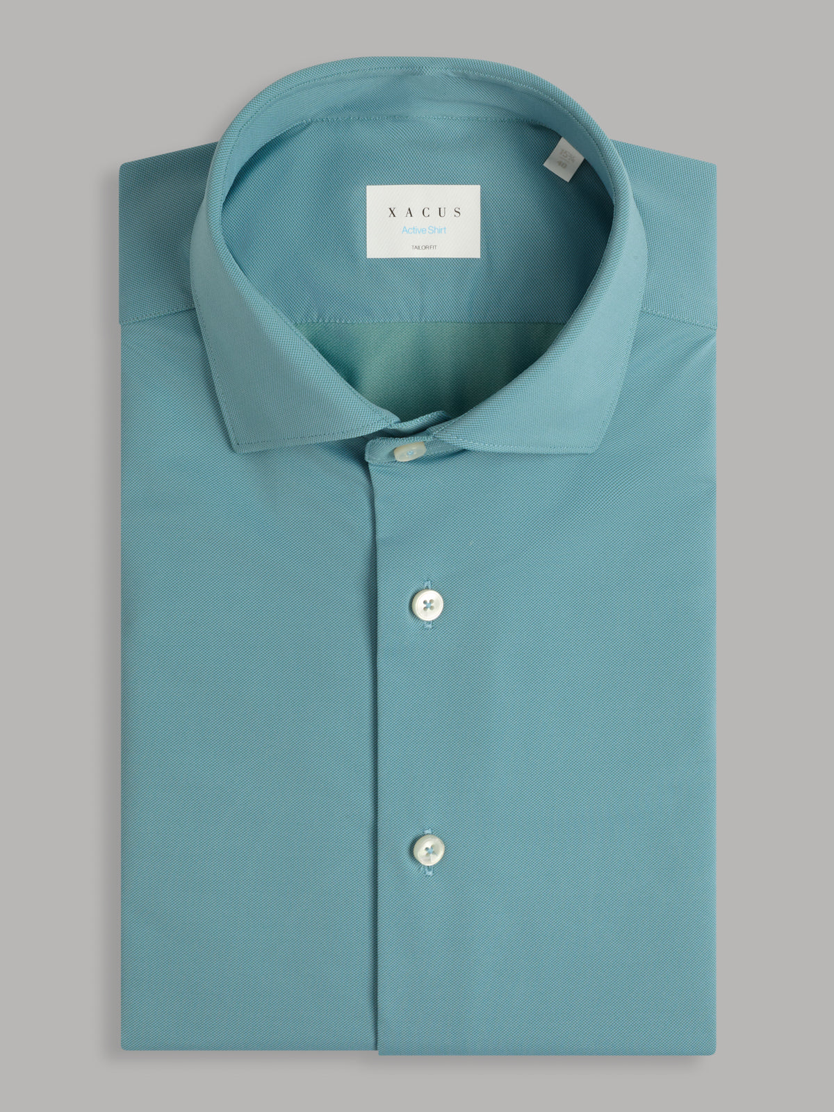 Shirt Collar Small Cutaway Solid Colour Textured Sea Green  Xacus