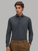 Shirt man xacus solid colour textured dark grey_3