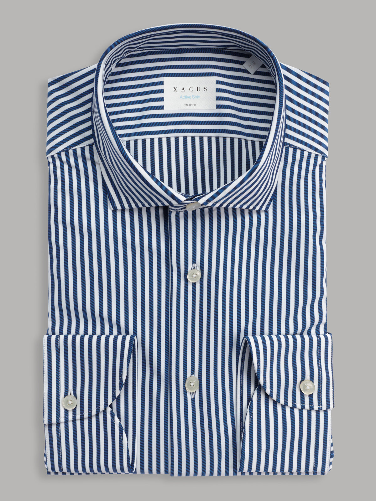Shirt Collar Small Cutaway Stripe Twill Blue – Xacus