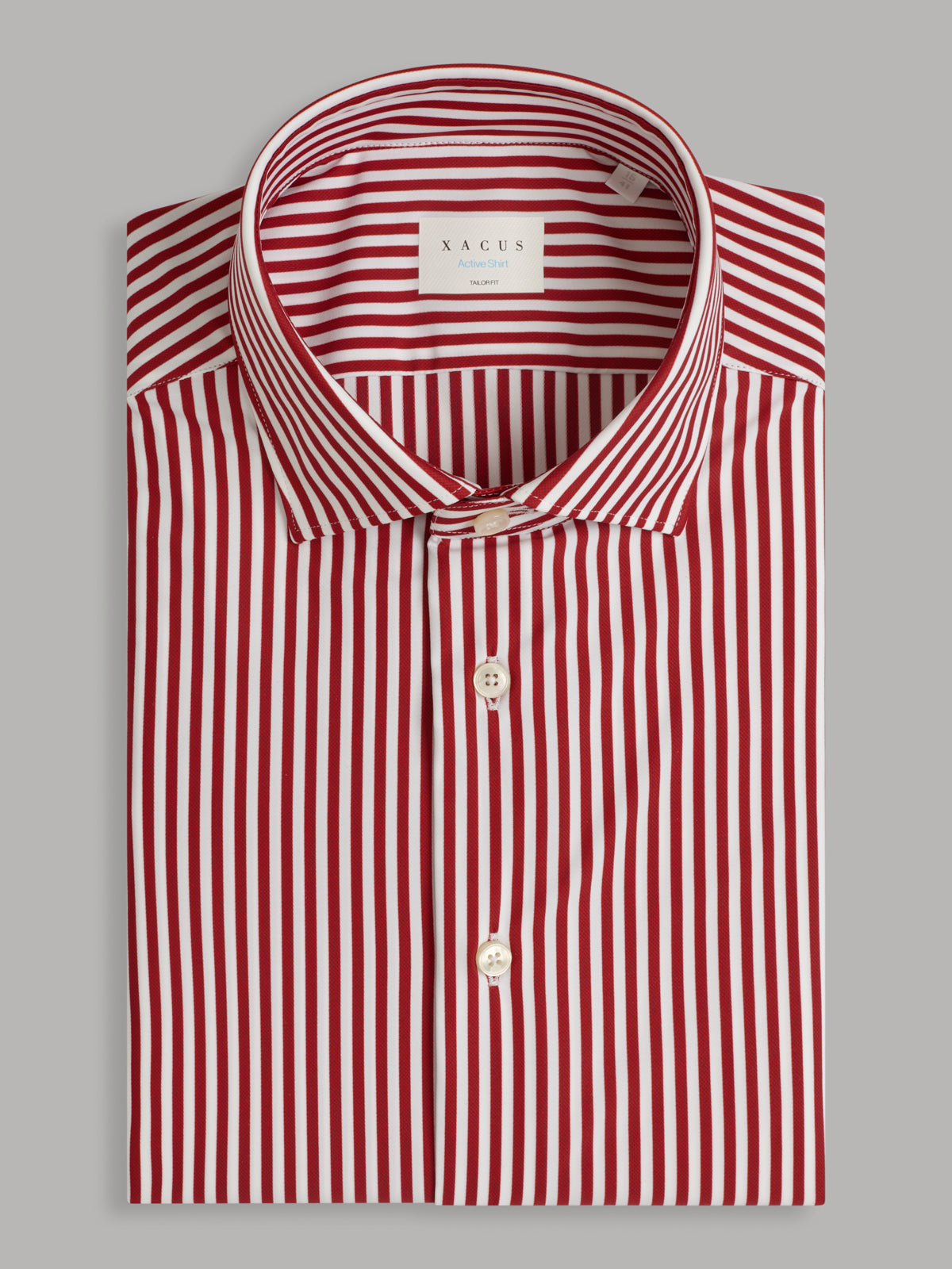 Shirt Collar Small Cutaway Stripe Textured Fire Red  Xacus