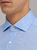 Shirt man xacus pattern textured light blue melange_2