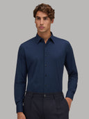 Shirt man xacus solid colour textured dark blue_3
