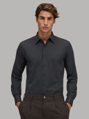 Shirt man xacus solid colour textured black_3
