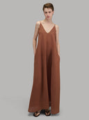 Dress woman xacus solid colour linen burnt umber_1