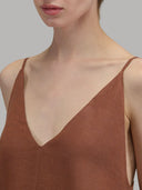 Dress woman xacus solid colour linen burnt umber_2