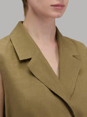 Dress woman xacus solid colour linen mud_2
