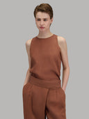 Blouse woman xacus solid colour linen burnt umber_1