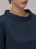 Blouse woman xacus solid colour poplin navy blue_2