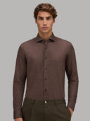 Shirt man xacus solid colour jersey dark brown_3