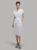 Dress woman xacus solid colour linen white_1