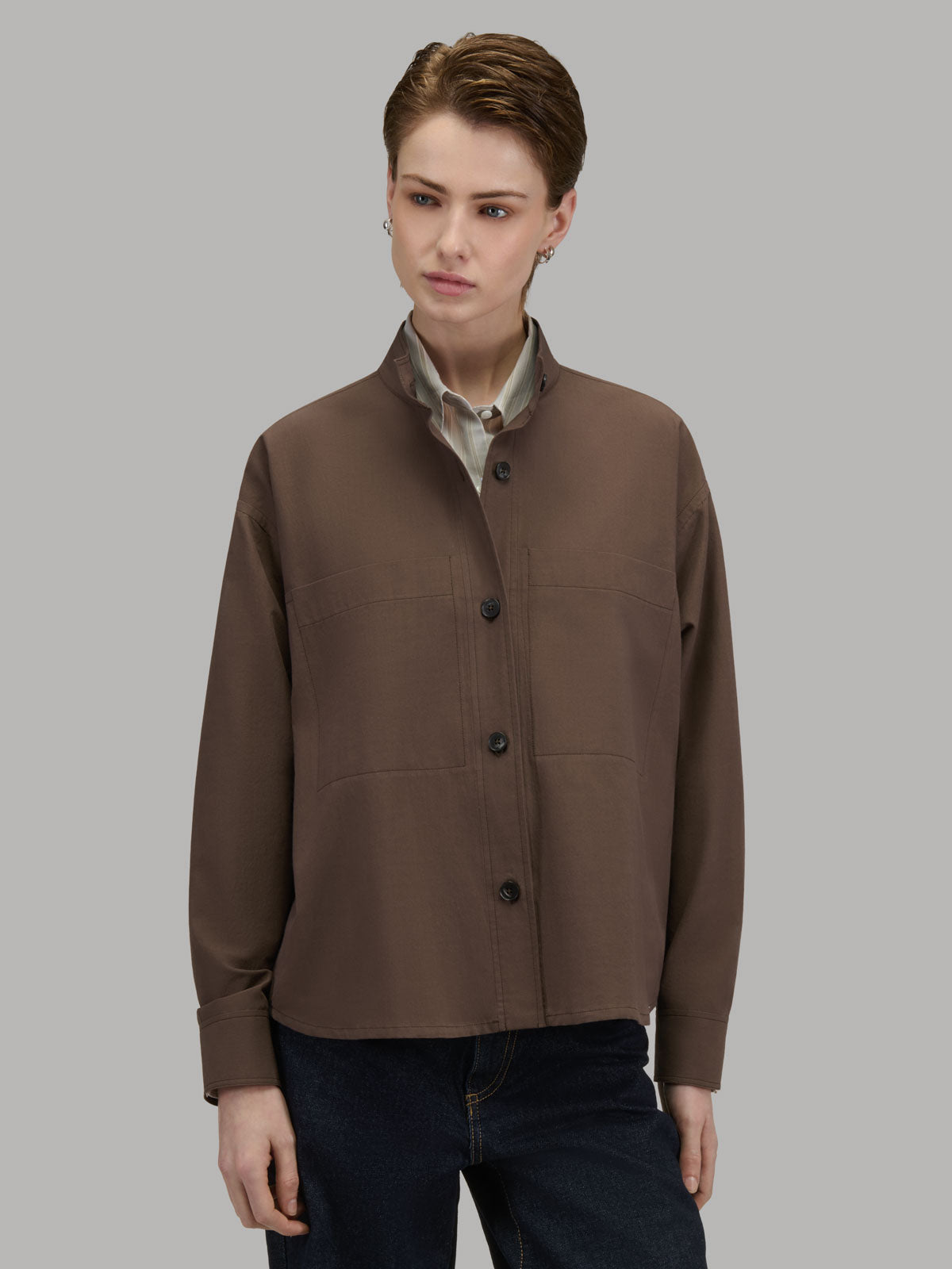 Shirt Solid Colour Crêpe Brown – Xacus