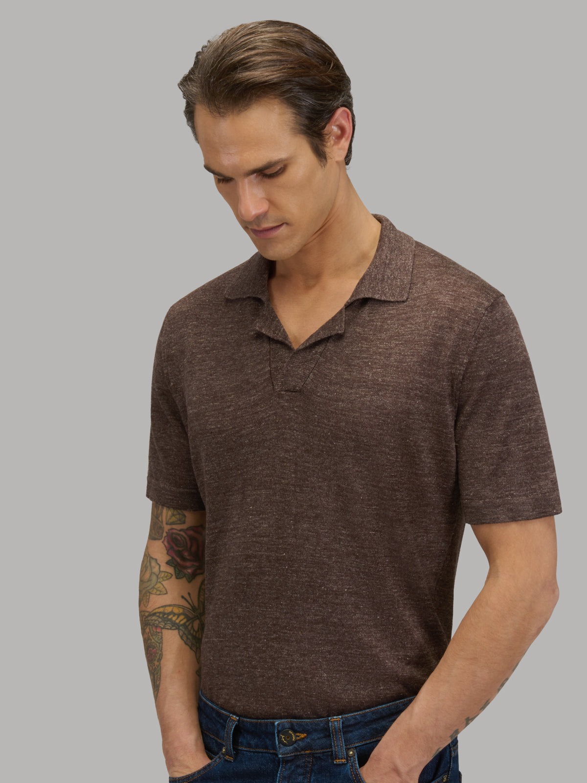 Sweater Solid Colour Jersey Brown Melange – Xacus