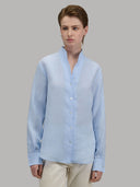 Shirt woman xacus solid colour linen light blue melange_1
