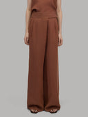 Pants woman xacus solid colour linen burnt umber_1