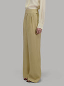 Pants woman xacus solid colour linen mustard_2