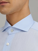 Shirt man xacus solid colour poplin light blue melange_2