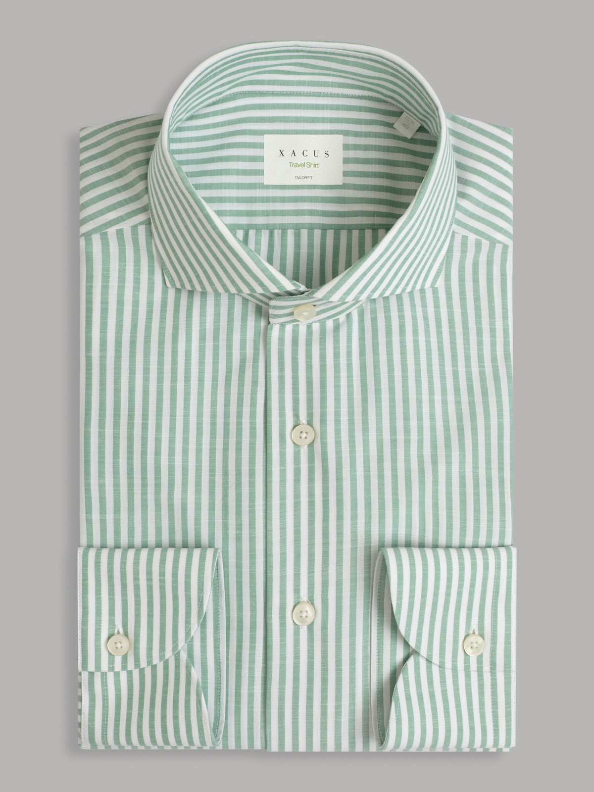 Shirt Collar Cutaway Stripe Poplin Sage Green – Xacus