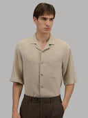 Shirt man xacus solid colour seersucker brown melange_3