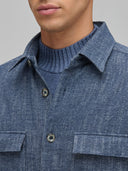 Shirt man xacus solid colour indigo blue jeans_2