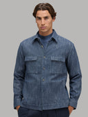 Shirt man xacus solid colour indigo blue jeans_3