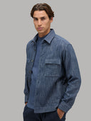 Shirt man xacus solid colour indigo blue jeans_6