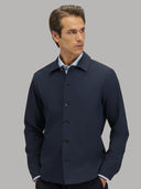 Shirt man xacus solid colour textured navy blue_3