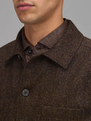 Overshirt man xacus solid colour textured brown_2