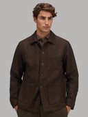 Overshirt man xacus solid colour textured brown_3