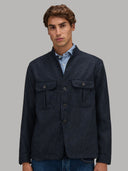 Overshirt man xacus solid colour textured dark blue_3