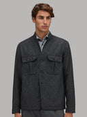 Overshirt man xacus solid colour textured dark grey_3