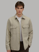 Overshirt man xacus solid colour canvas army green_3