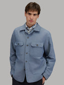 Overshirt man xacus solid colour canvas dark blue_3