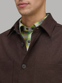 Overshirt man xacus solid colour textured brown_2
