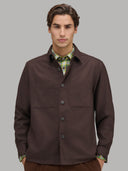 Overshirt man xacus solid colour textured brown_3