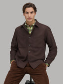 Overshirt man xacus solid colour textured brown_6