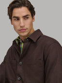 Overshirt man xacus solid colour textured brown_7