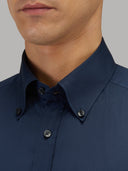 Shirt man xacus solid colour poplin navy blue_2