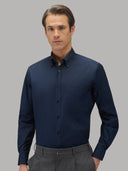 Shirt man xacus solid colour poplin navy blue_3