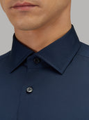Shirt man xacus solid colour poplin navy blue_2