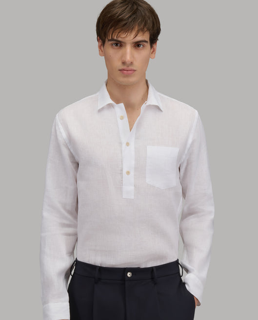 Shirt man xacus solid colour linen white_3