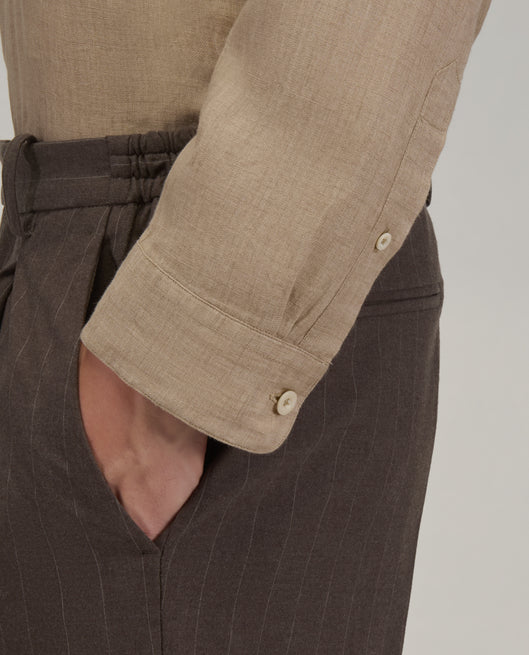 Shirt man xacus solid colour linen sand_5