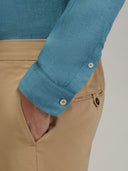 Shirt man xacus solid colour linen teal_5